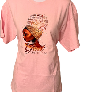 Plus Size God Say's I AM Pink Tee shirt